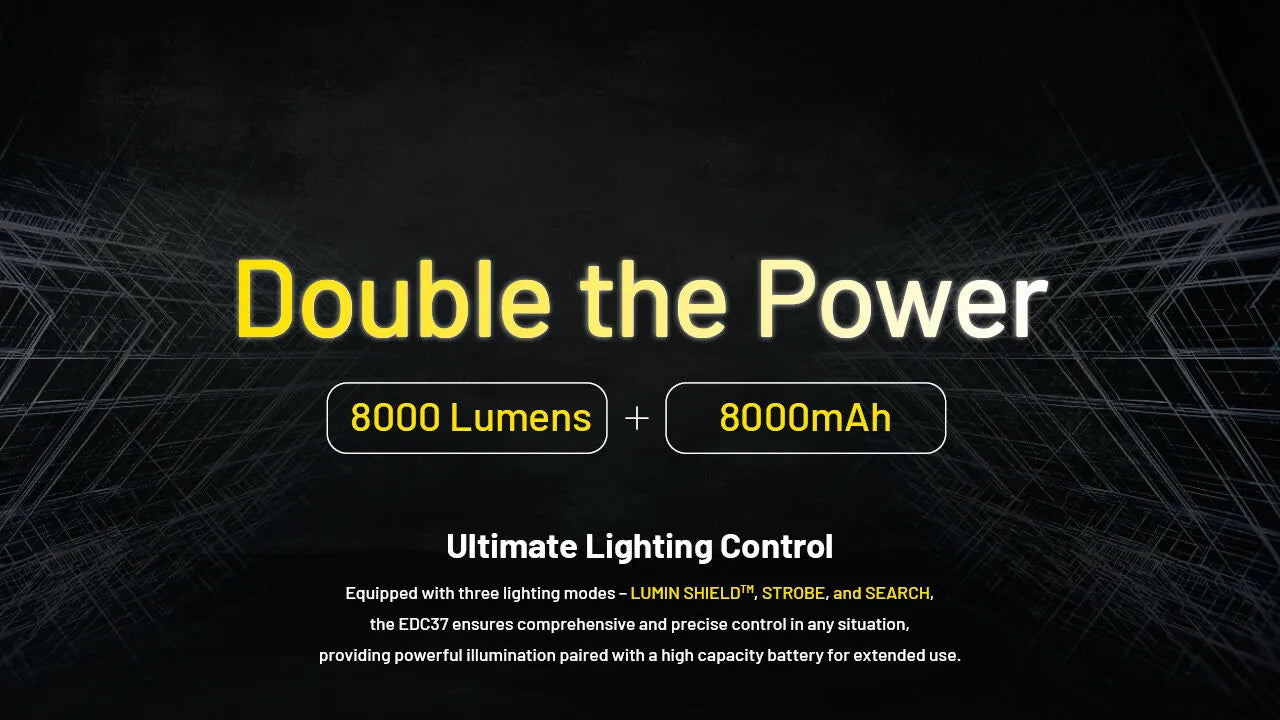 Nitecore - EDC37 - 8000 Lumens, 420 metri, Batteria 8000mAh, Ricarica USB-C - Torcia Tattica a LED