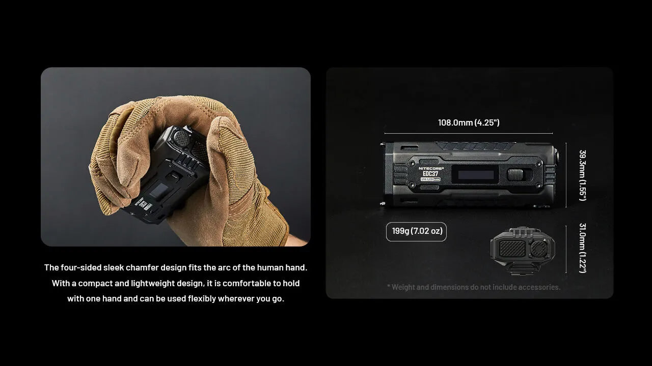 Nitecore - EDC37 - 8000 Lumens, 420 metri, Batteria 8000mAh, Ricarica USB-C - Torcia Tattica a LED