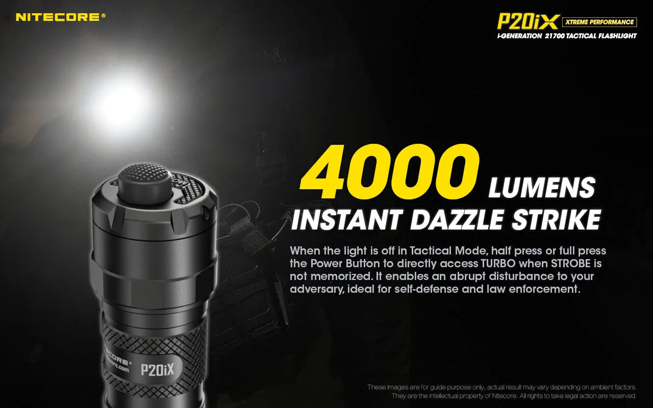 Nitecore - P20iX Torcia Tattica Ricaricabile USB-C - 4000 Lumens e 221 metri