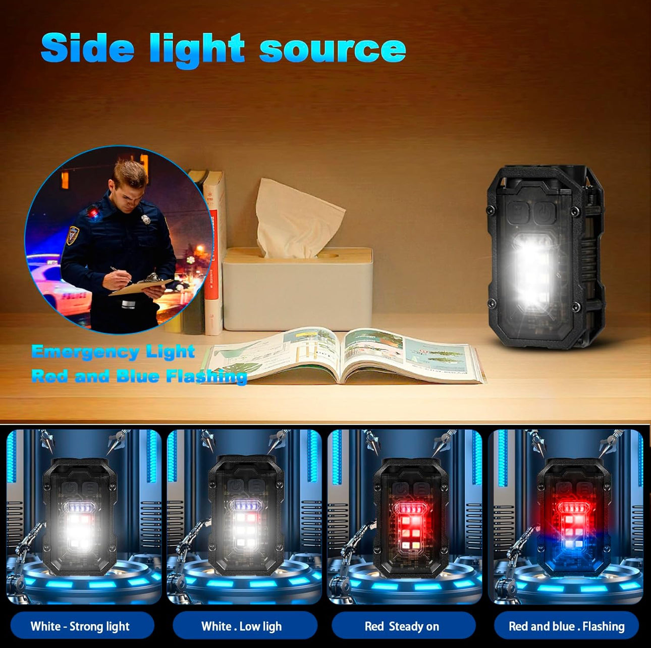 Torcia Led Multiuso (Lampeggiante Rosso/Blu)