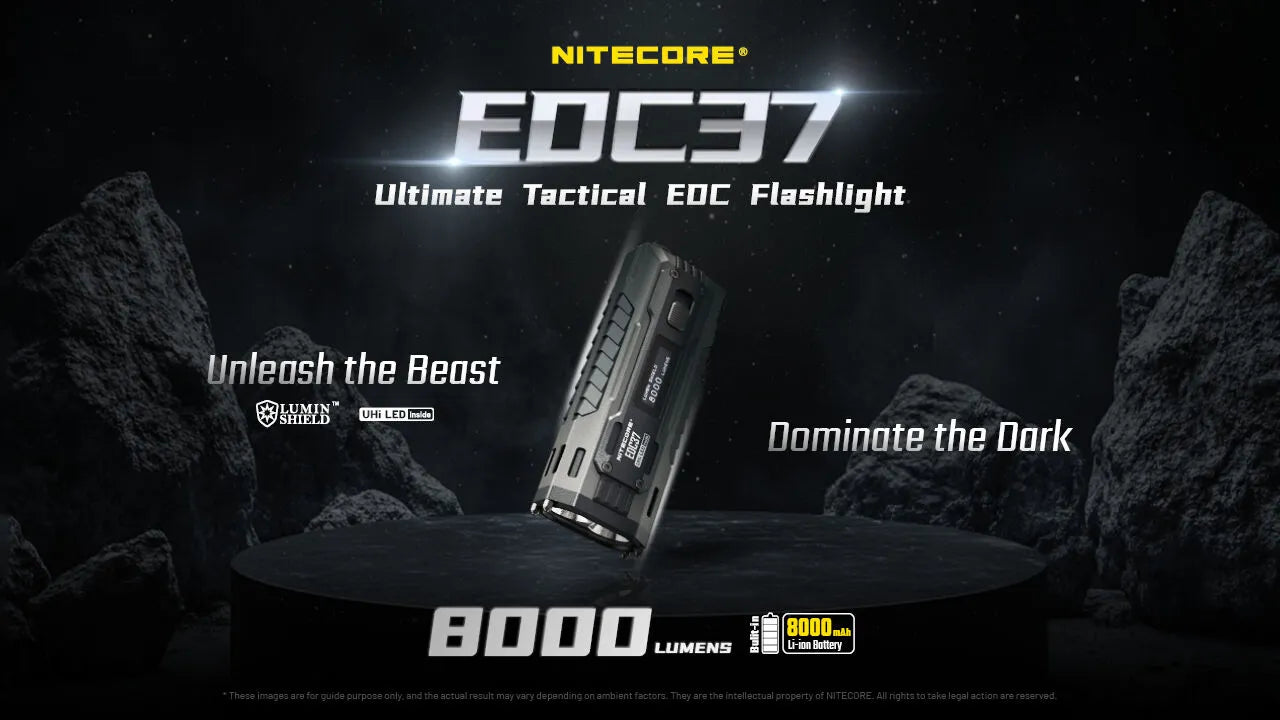 Nitecore - EDC37 - 8000 Lumens, 420 metri, Batteria 8000mAh, Ricarica USB-C - Torcia Tattica a LED