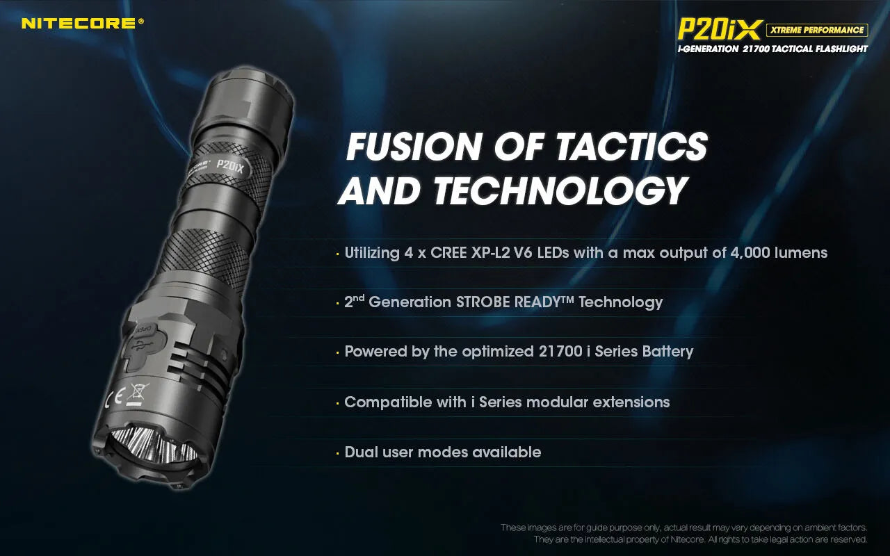 Nitecore - P20iX Torcia Tattica Ricaricabile USB-C - 4000 Lumens e 221 metri